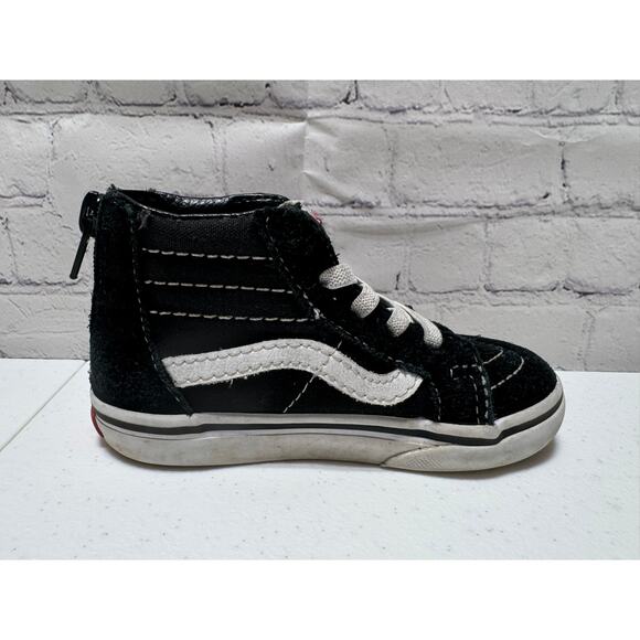Vans Unisex Toddler SK8-Hi Zip Skate Shoes Black/White Size Toddler 7.5 - Picture 6 of 9